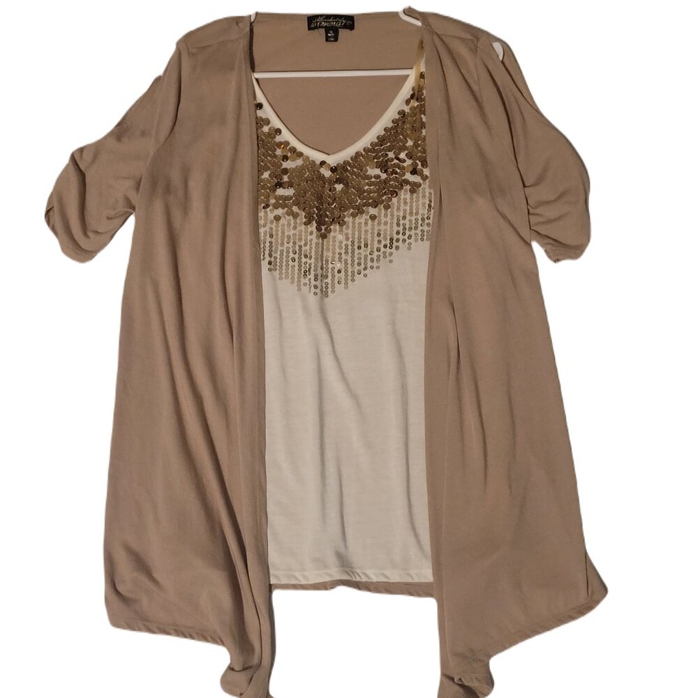 Absolutely Famous Shirt Womens M Sequin Top Blouse Shirt